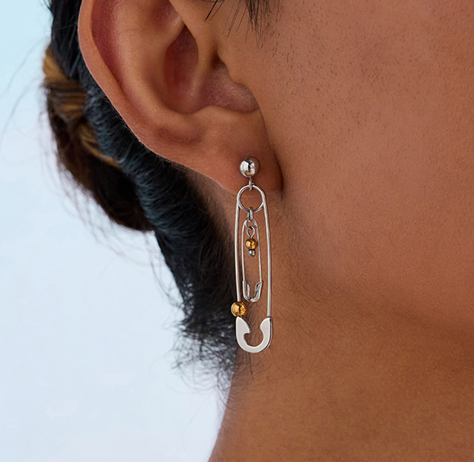 Safety pin drop earrings image