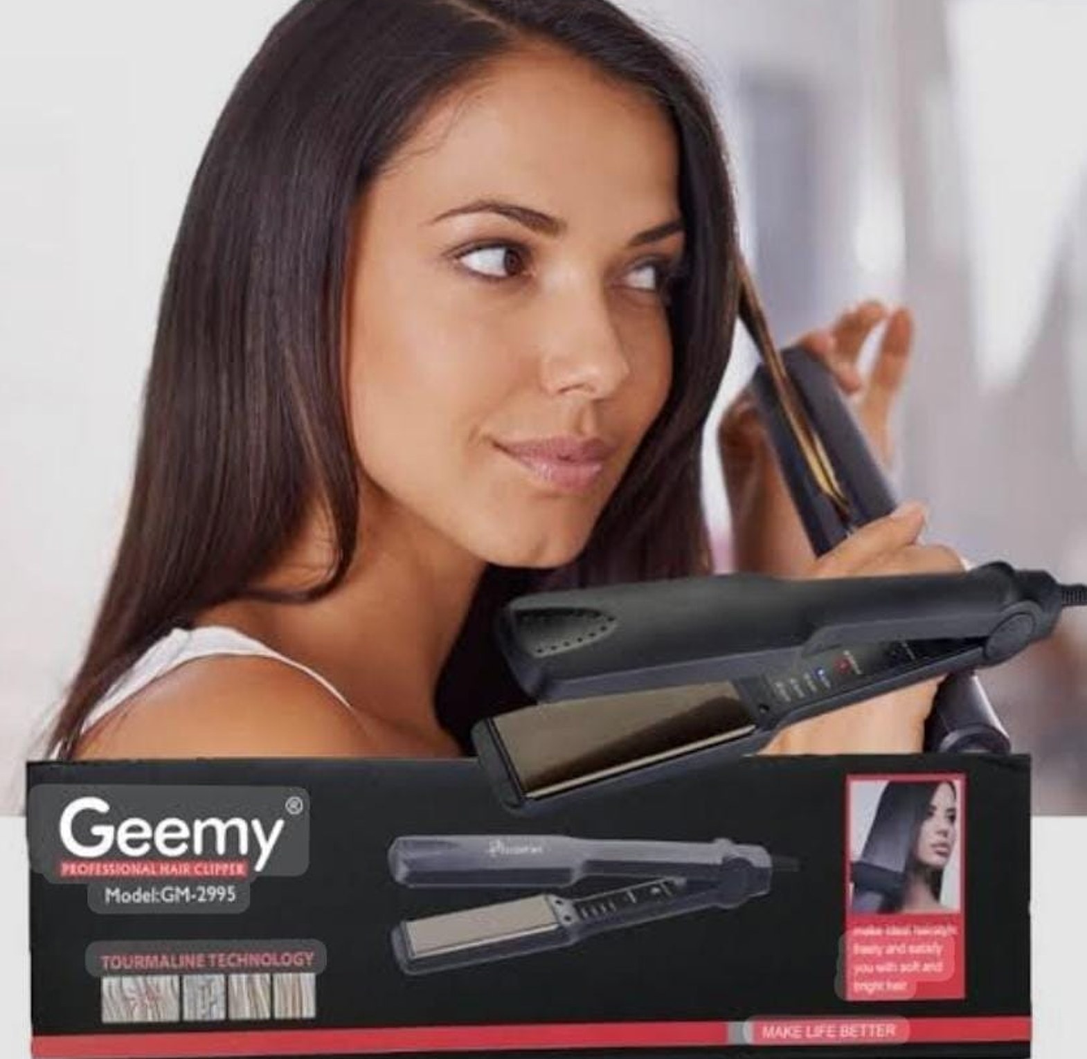 Geemy GM-2995 Professional Hair Straightener with Tourmaline Technology for Shiny Hair - Best Flat Iron image