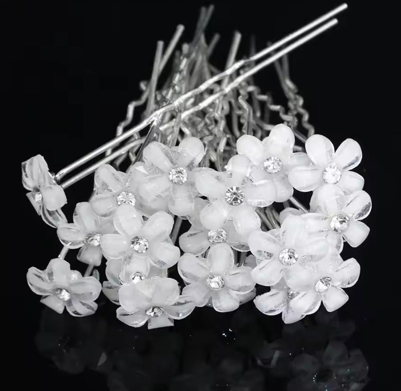 Glacial Bloom Crystal Hair Pins image