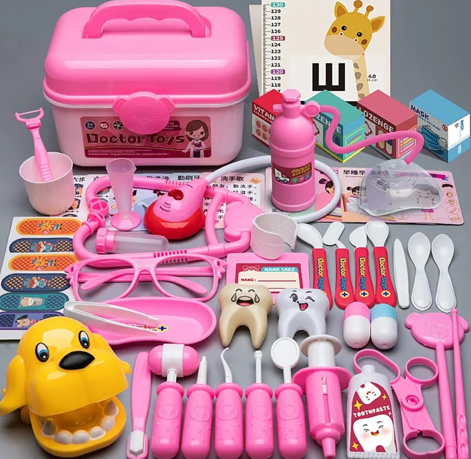 Doctor Playset Medical Kit Contains Children's Injections, Lighted play stethoscope for kids, dentist kit  image