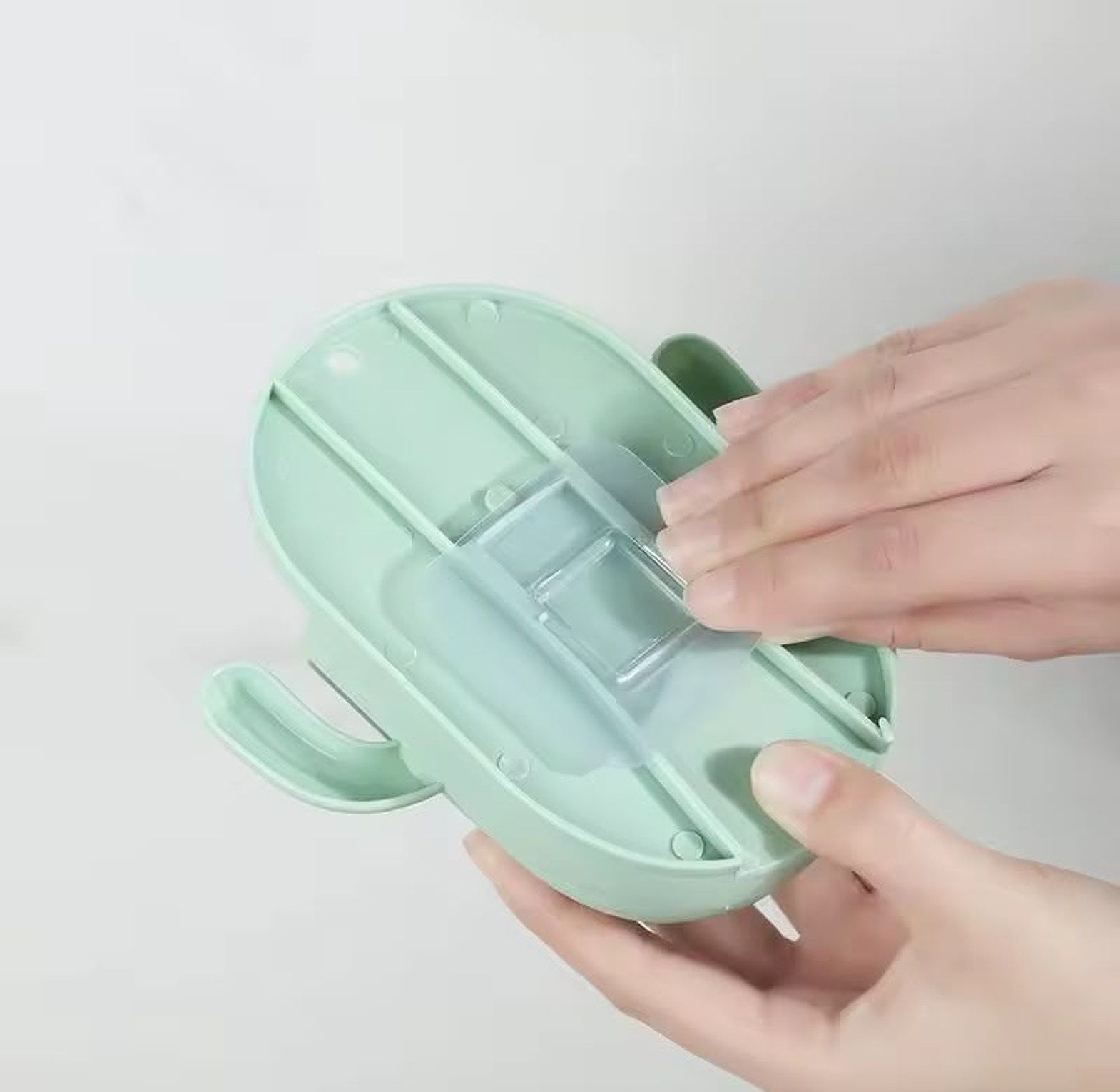 Cactus Wall Mounted Toothbrush Holder and Makeup Brush Organizer Cup with Adhesive Hooks for Bathroom & Vanity Storage image