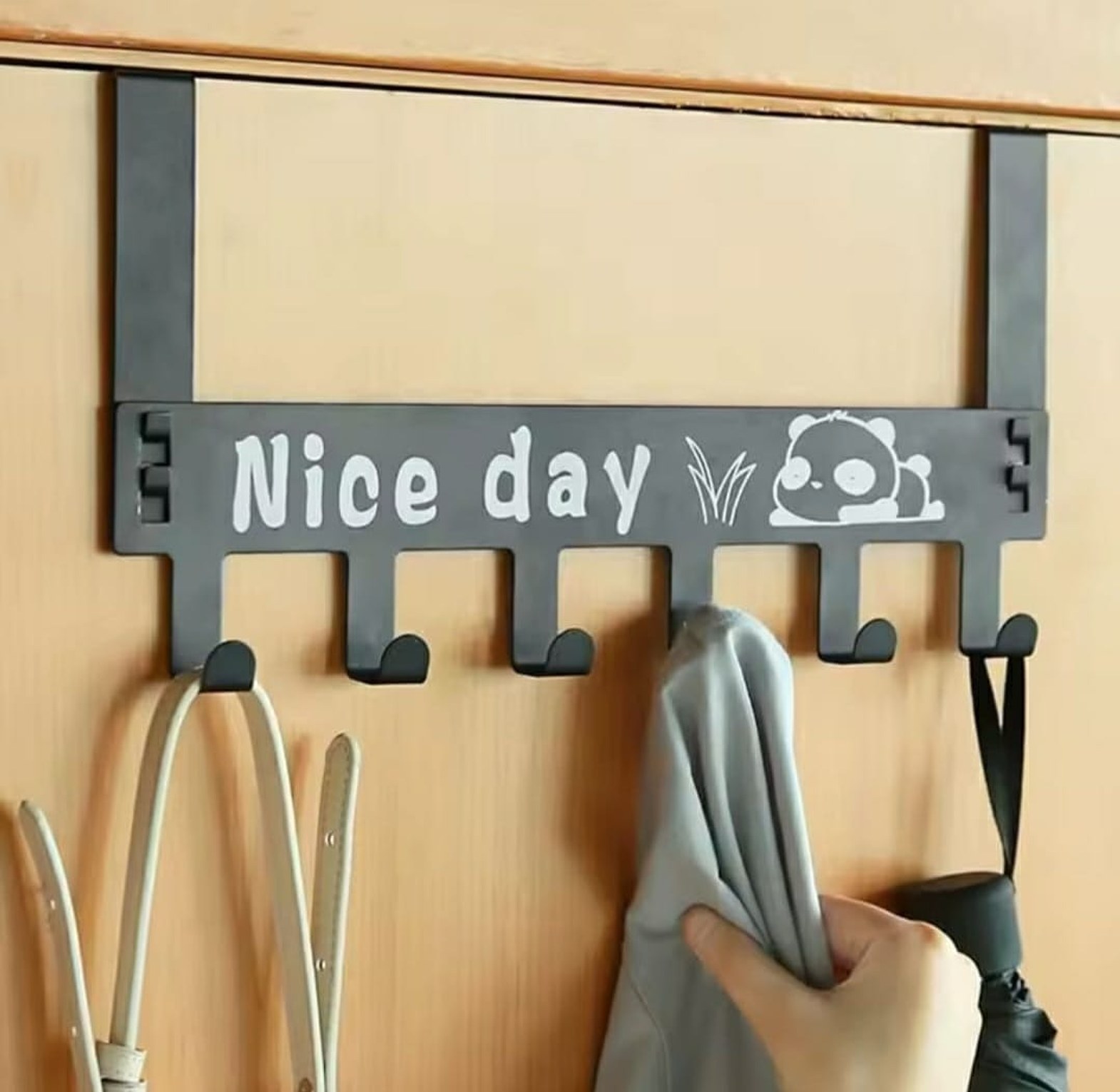 Multipurpose Over-The-Door Hanger Black image