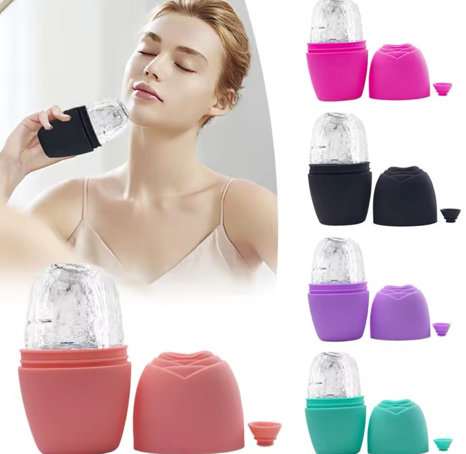 GlowUp Silicone Ice Cube Roller for Face Skincare, Pore Shrinking & Lymphatic Drainage Facial Massager Tool image
