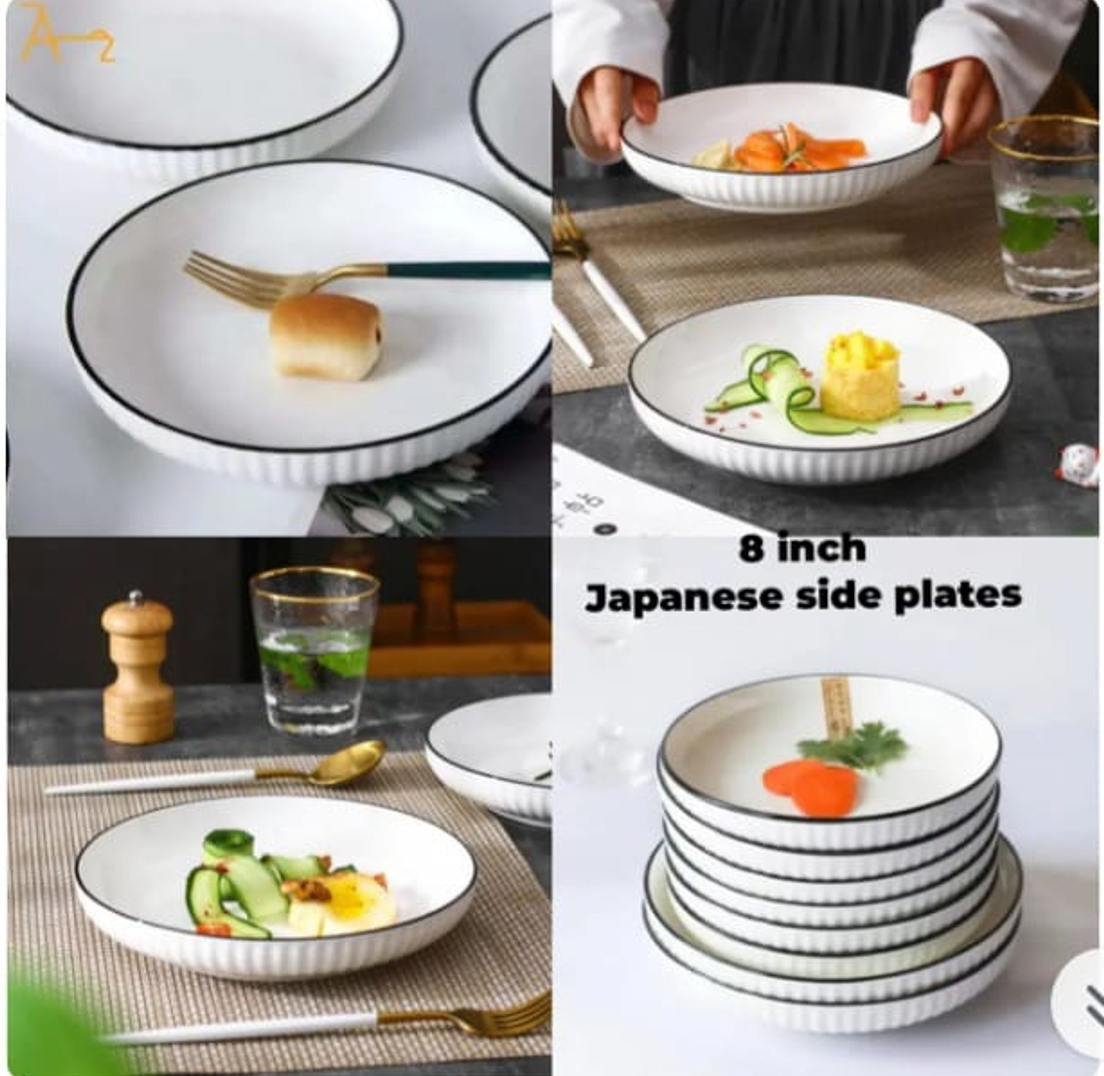 Japanese Beautiful white dinner plates, set of 6 pcs image