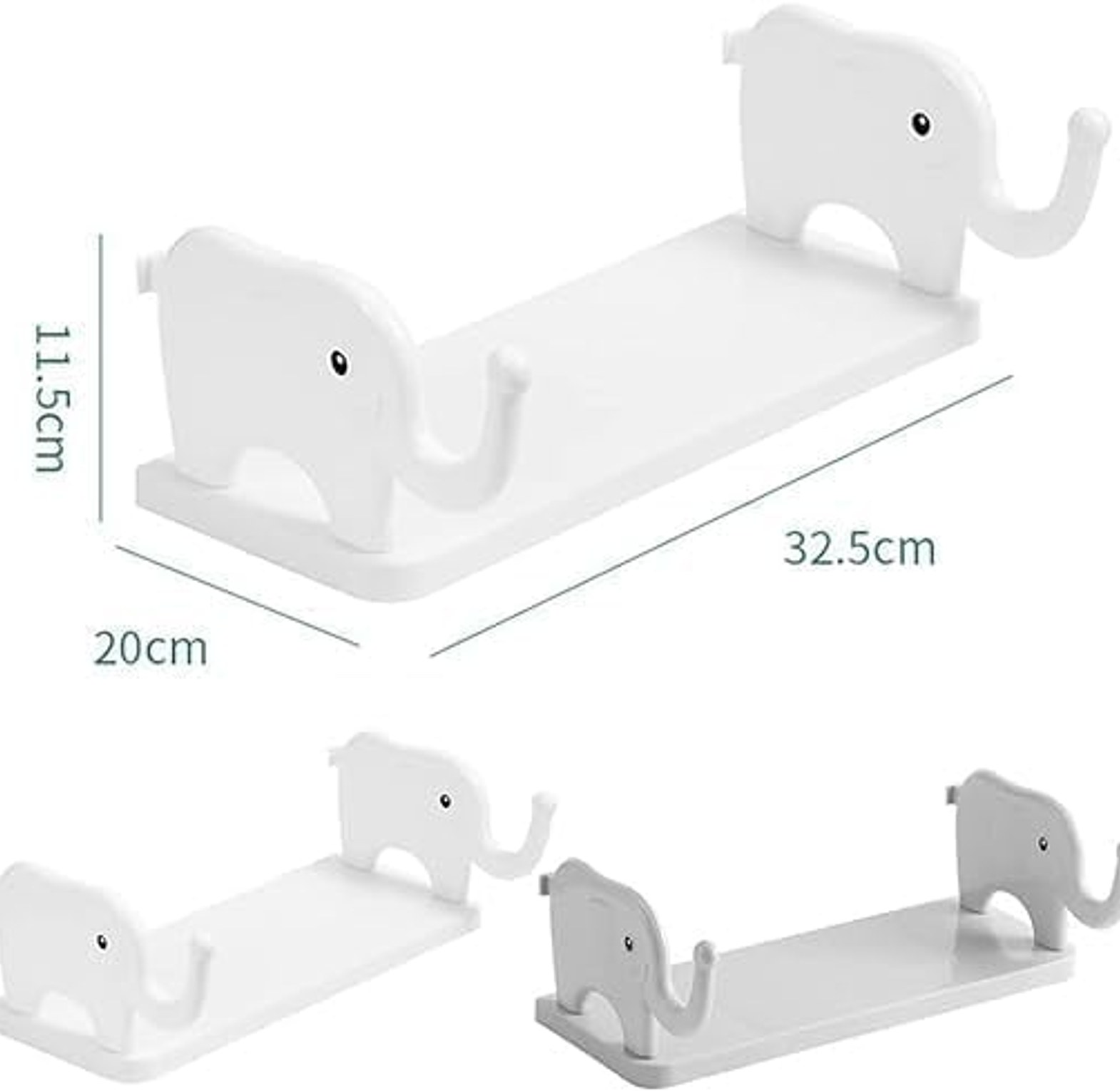 Elephant Adhesive Wall Shelf Floating Organizer Rack No Drill Damage Free Storage Organizer Holder for Kitchen Bathroom Bedroom image