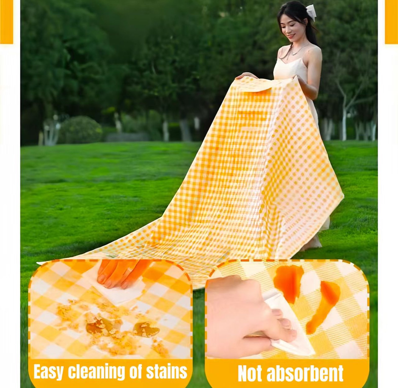 150*200cm Waterproof Picnic Mat Foldable Outdoor Camping Blanket with Handle for Family Travel image