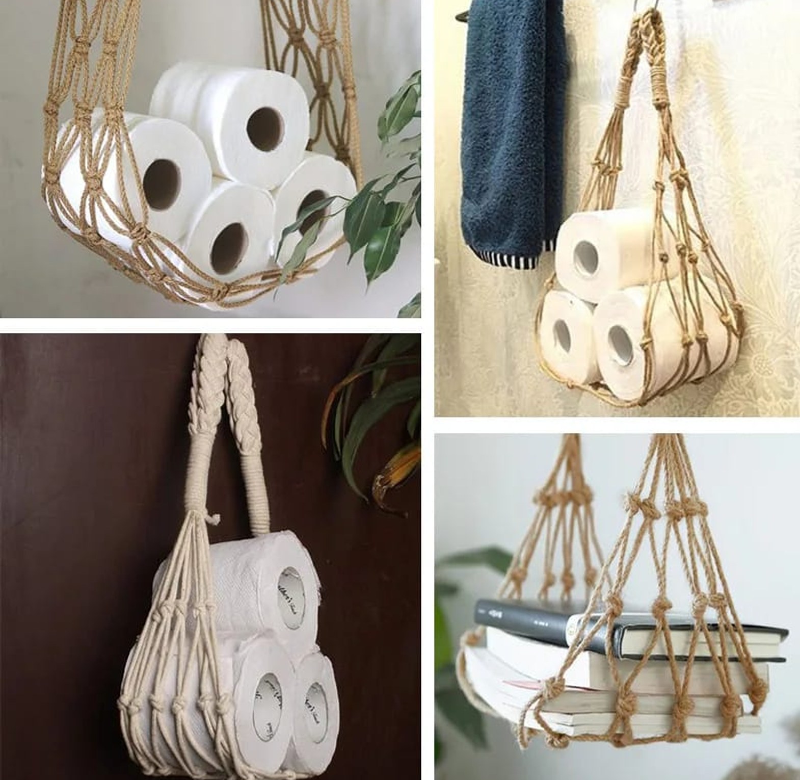 Nordic Style Hanging Cotton Rope Roll Paper Holder  image