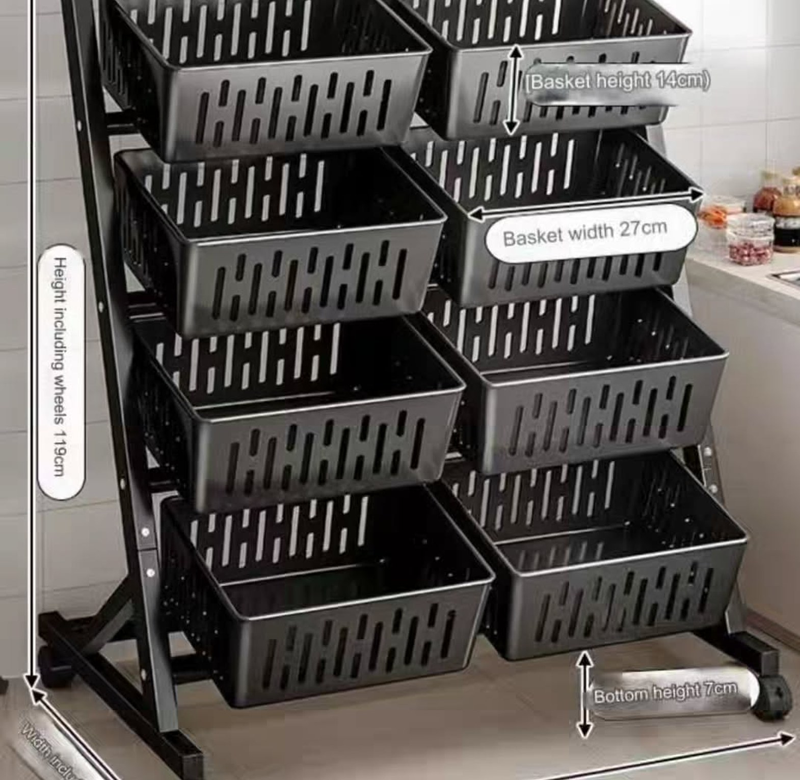 Multi-Functional Steel Vegetable & Fruit Storage Rack with Wheels image