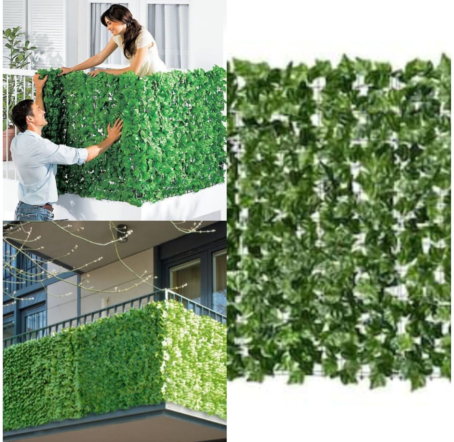 ARTIFICIAL FENCE. Artificial Ivy Privacy for Balcony Privacy/ Out Doors Fence/Hedge Size 1m x3m image