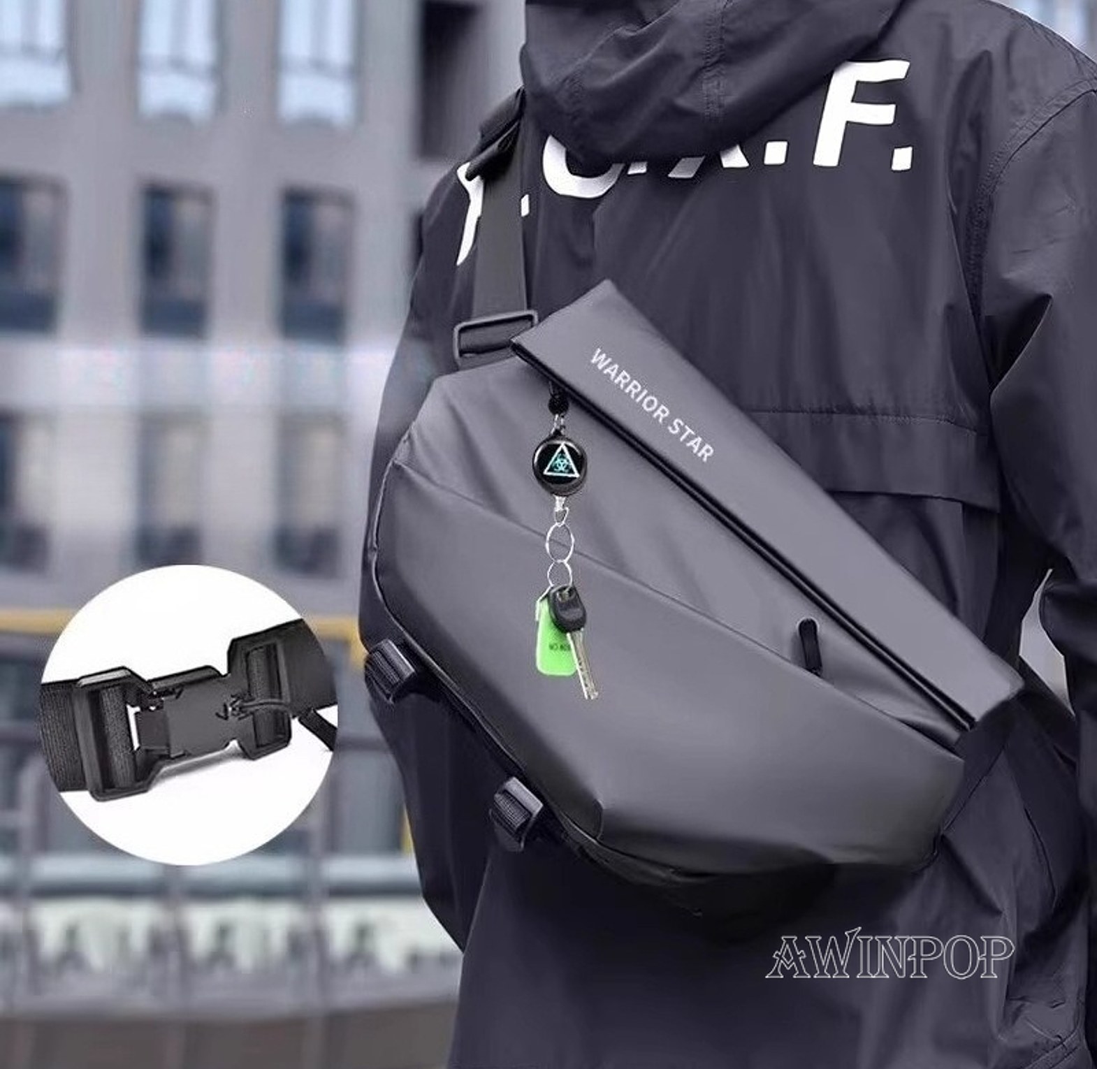 Minimalist Waterproof Chest Sling Bag | Anti-Theft Crossbody Tech Pouch for Men & Women image