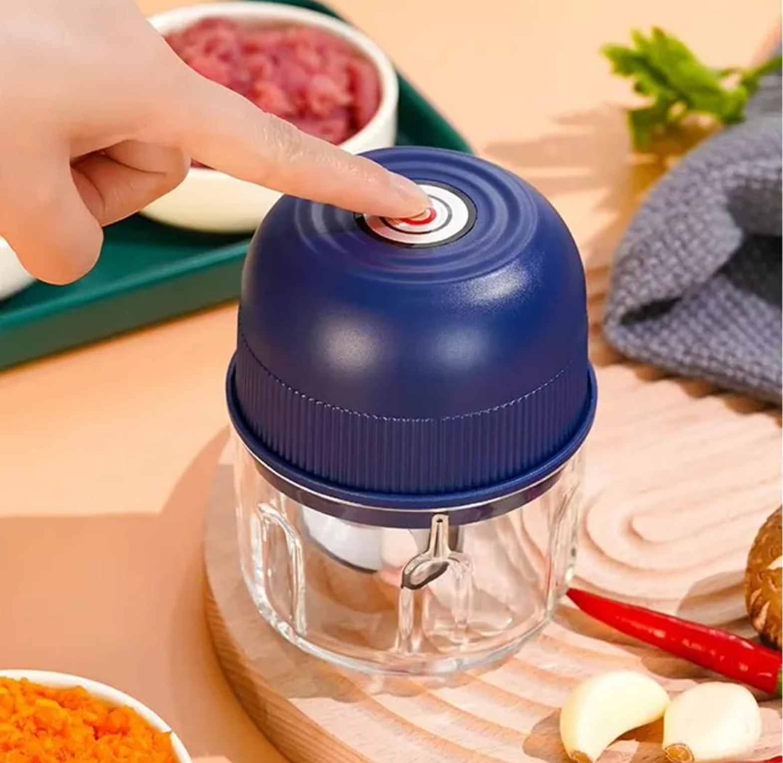 Electric Mini Food Chopper – Garlic, Onion Chili Grinder image
