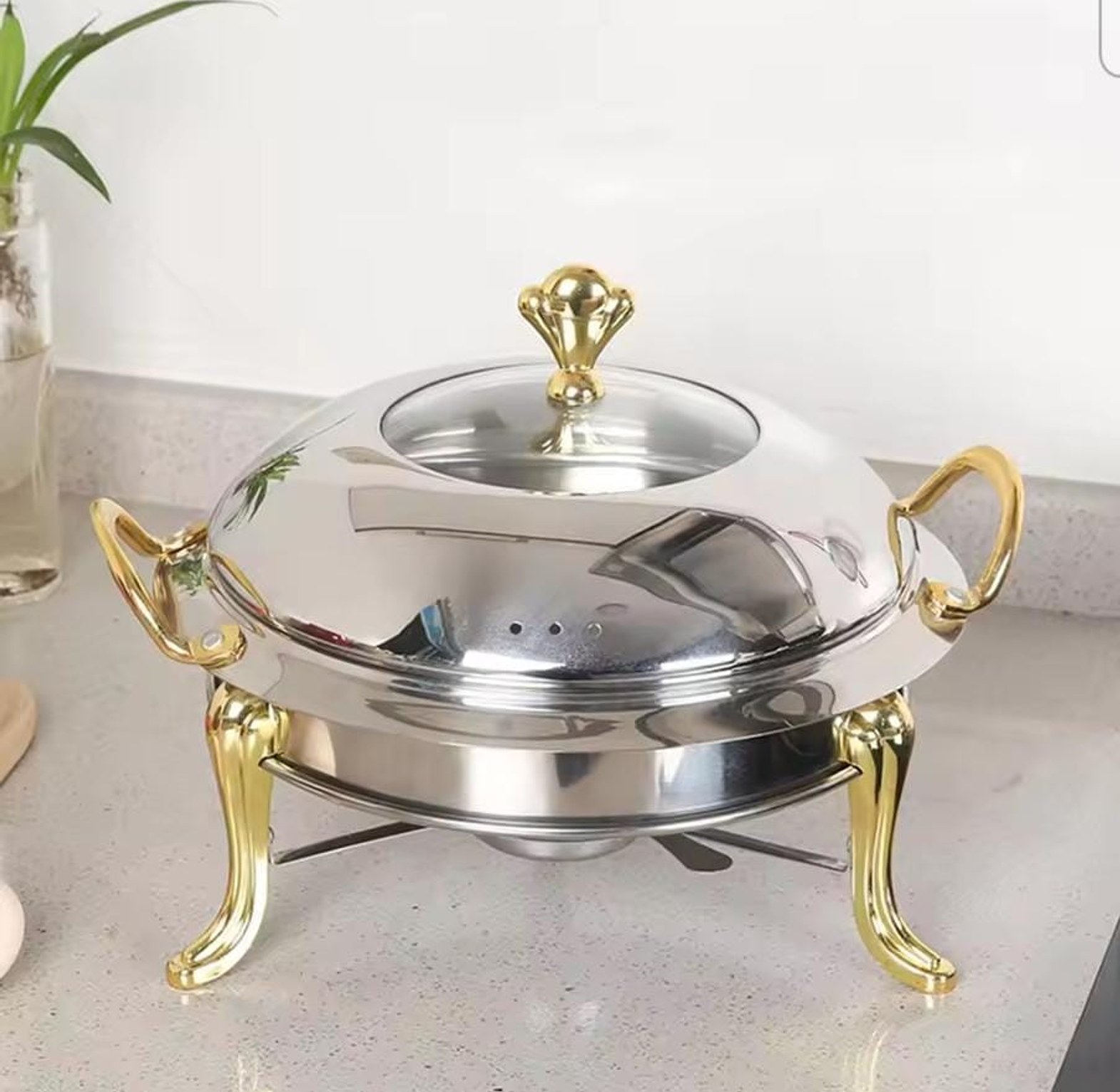 28cm Stainless Steel Round Buffet Chafing Dish image