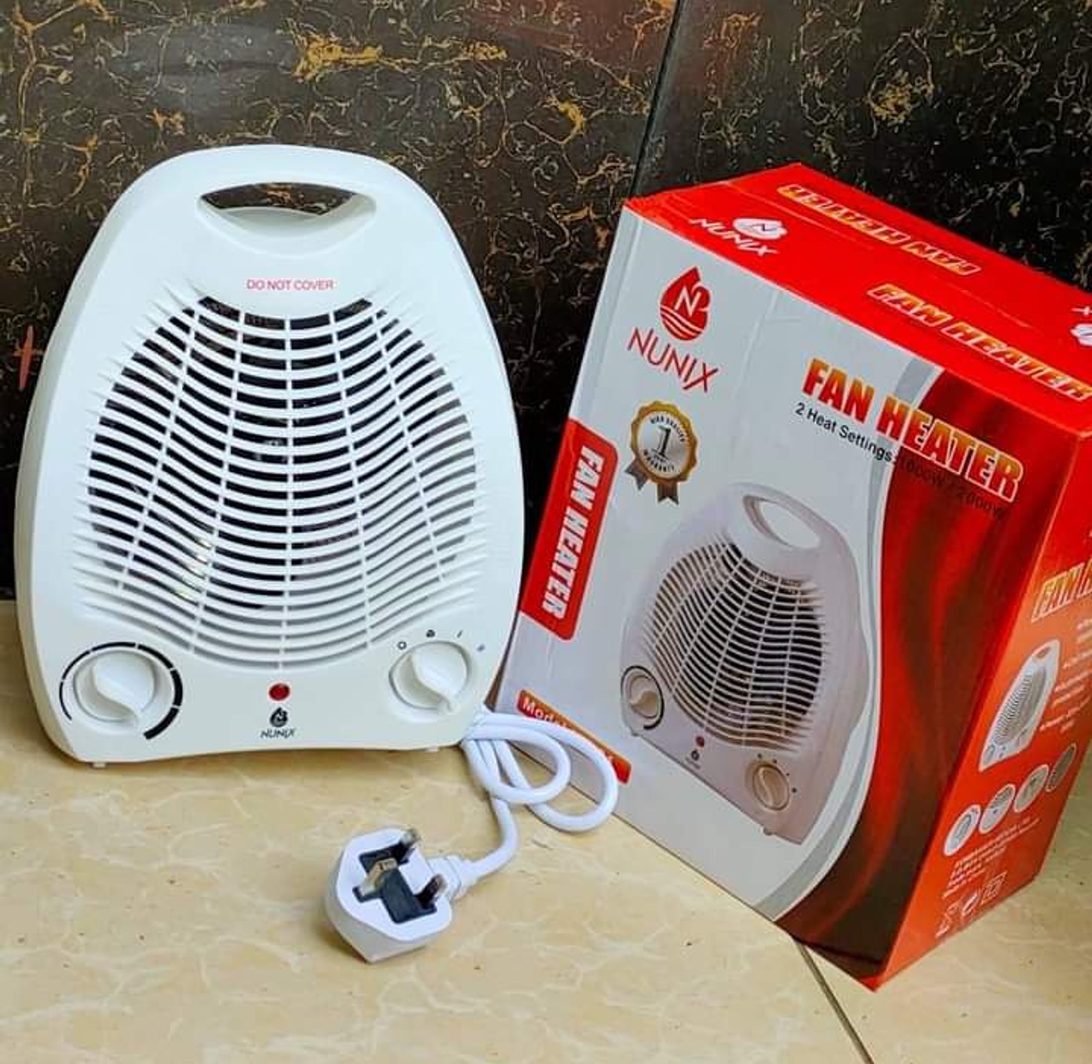 Room Heater. Nunix Portable Room Fan Heater With Two Heat Settings 1000w image