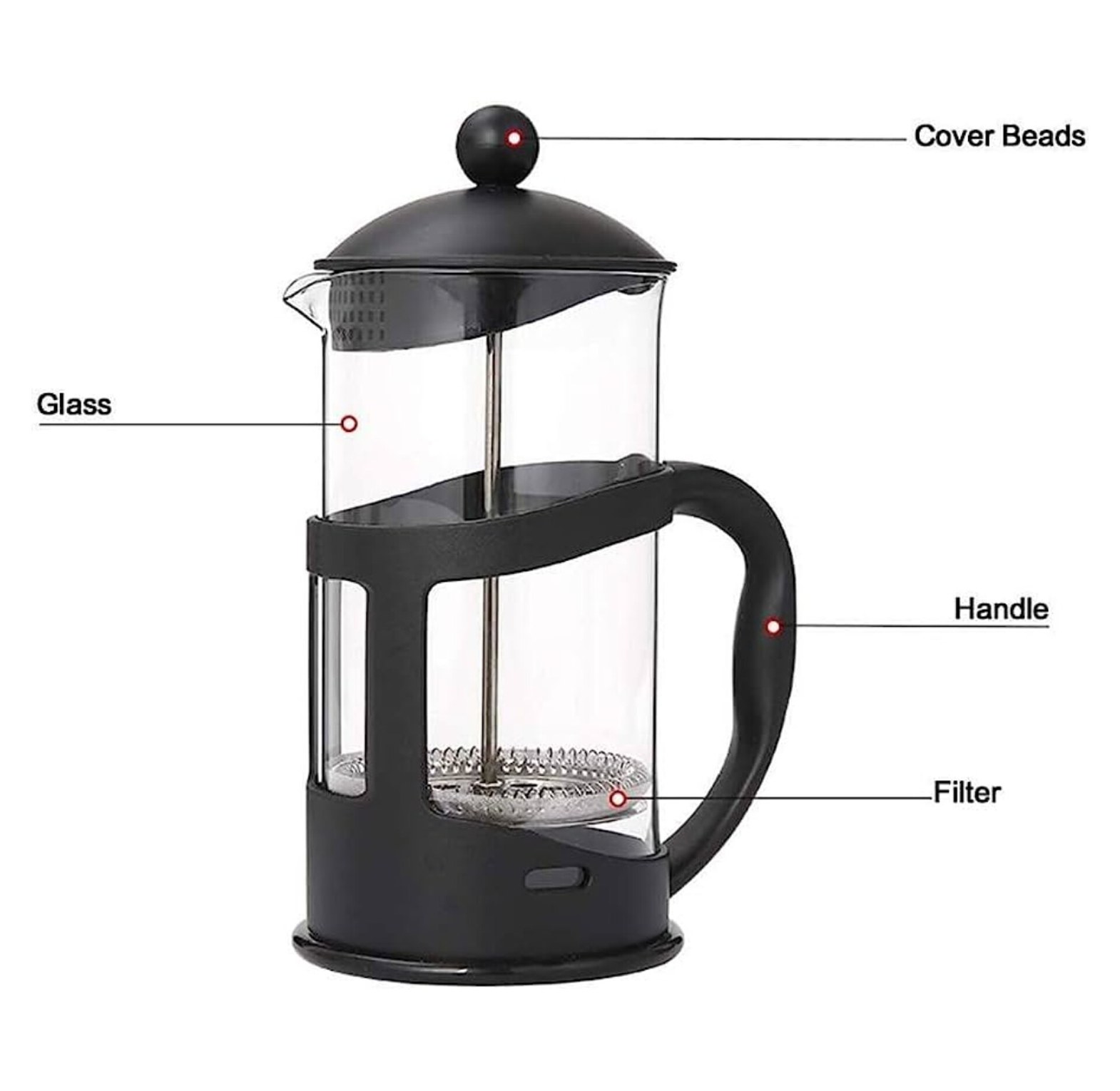 800ml French Press Coffee Maker and Tea Plunger with Stainless Steel Filter - Premium Manual Glass Coffee Plunger Brewer Nairobi Kenya image