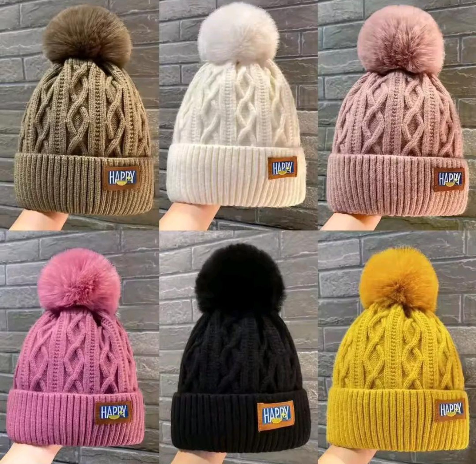 Autumn and Winter Pompom Knitted Hat   image