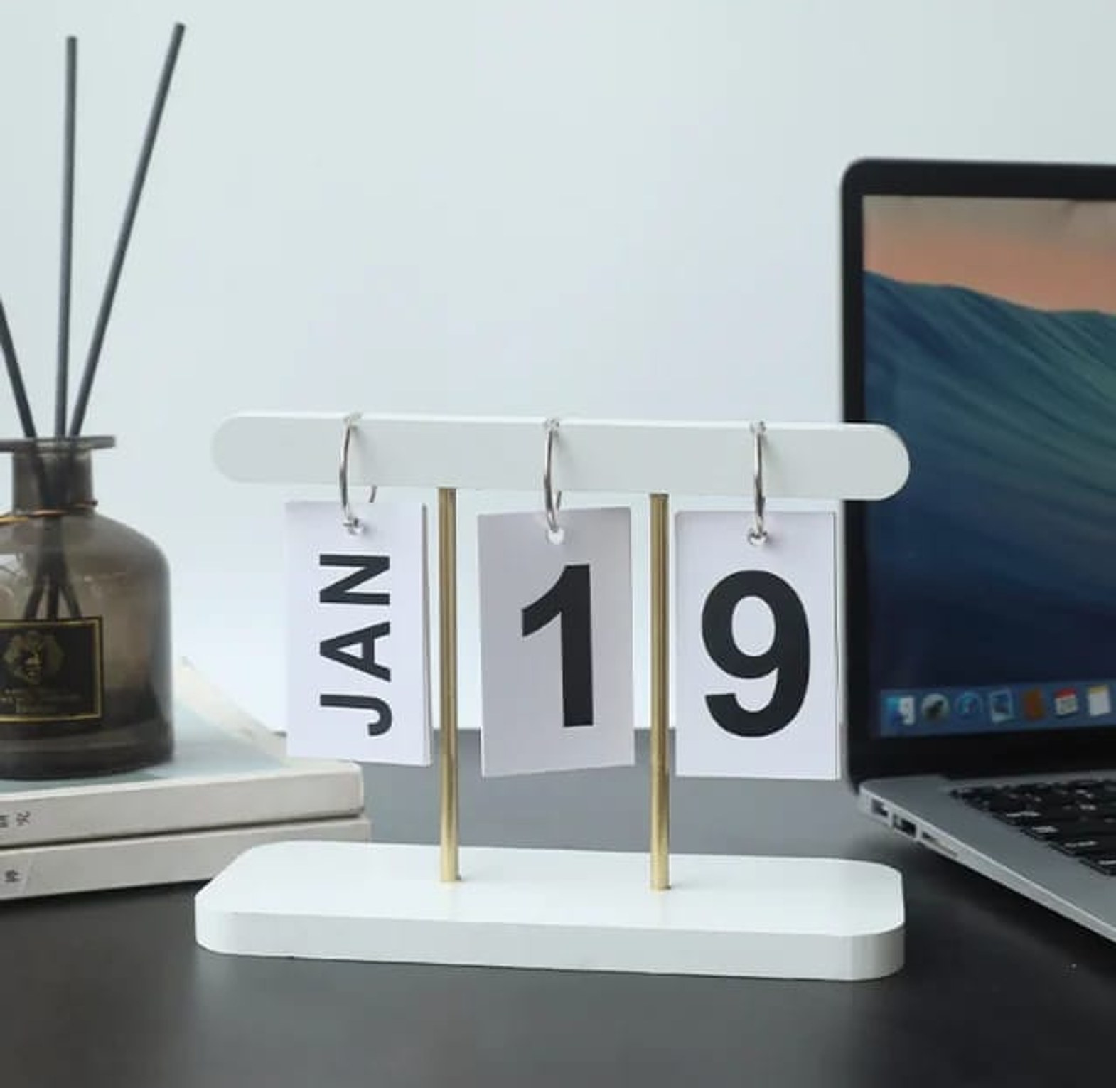 Modern Wooden Perpetual Calendar Flip Month Date Display  image
