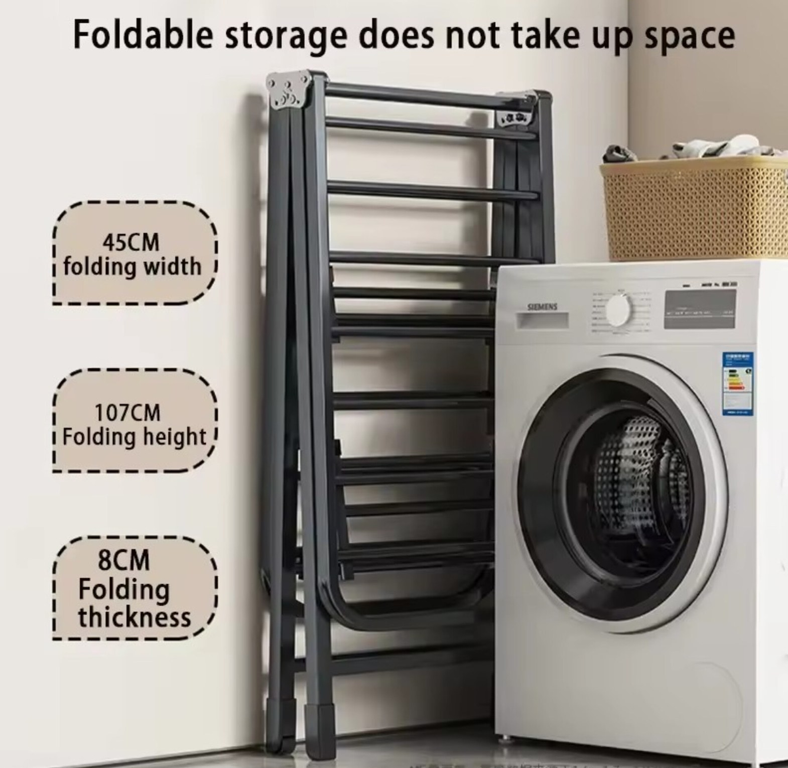 Portable Folding Clothes Drying Rack with Wheels - Space Saving Laundry Stand Nairobi Kenya image