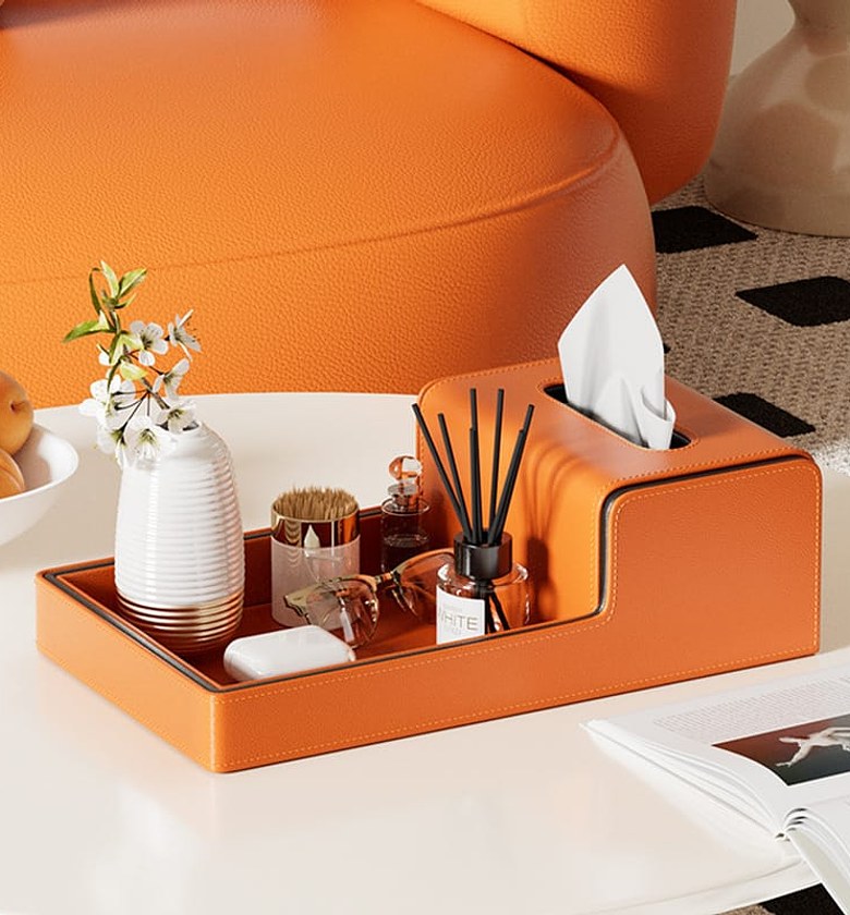 Luxury Leather Tissue Box Organizer image