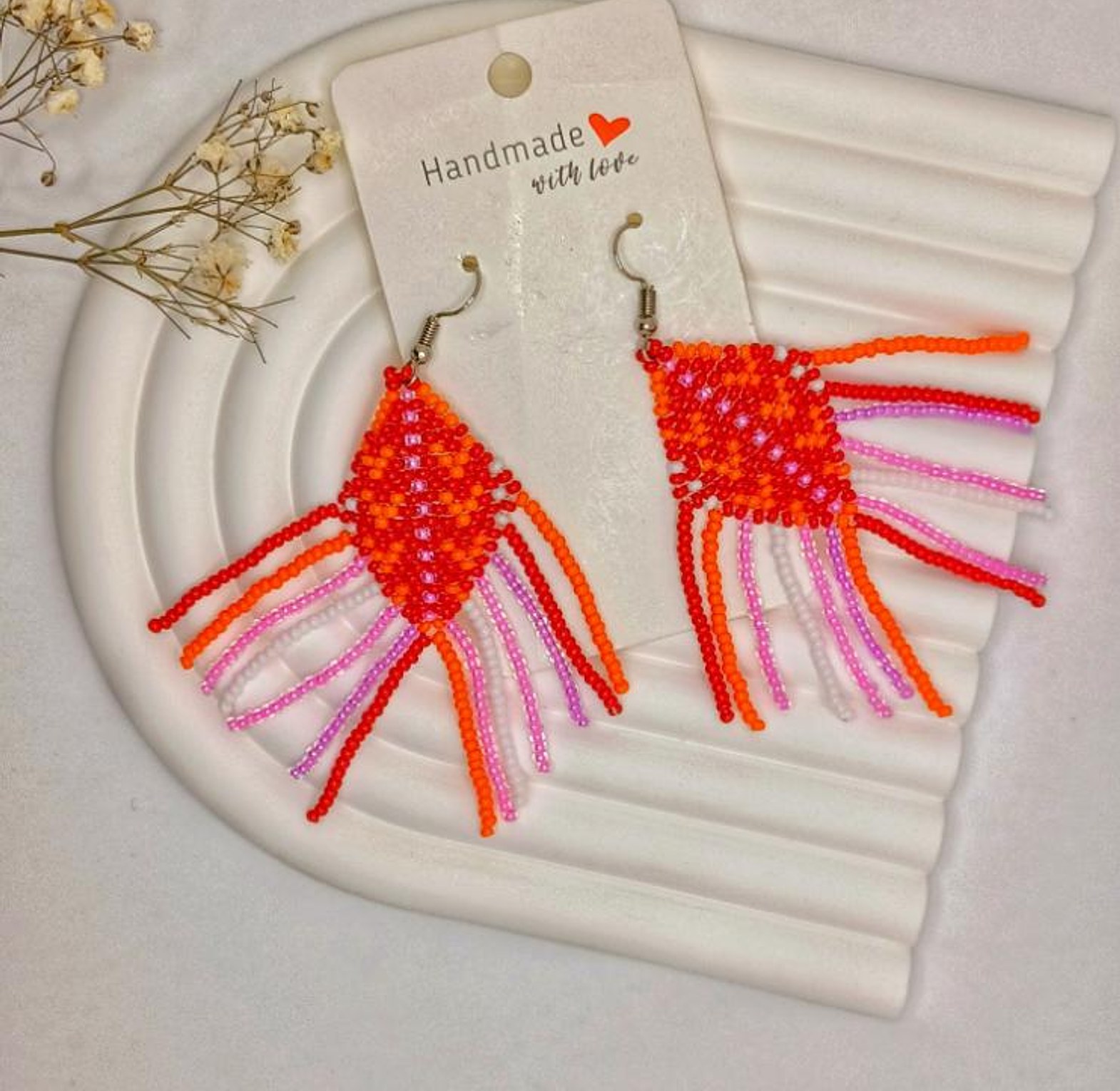 Handmade colourful beads earrings  image