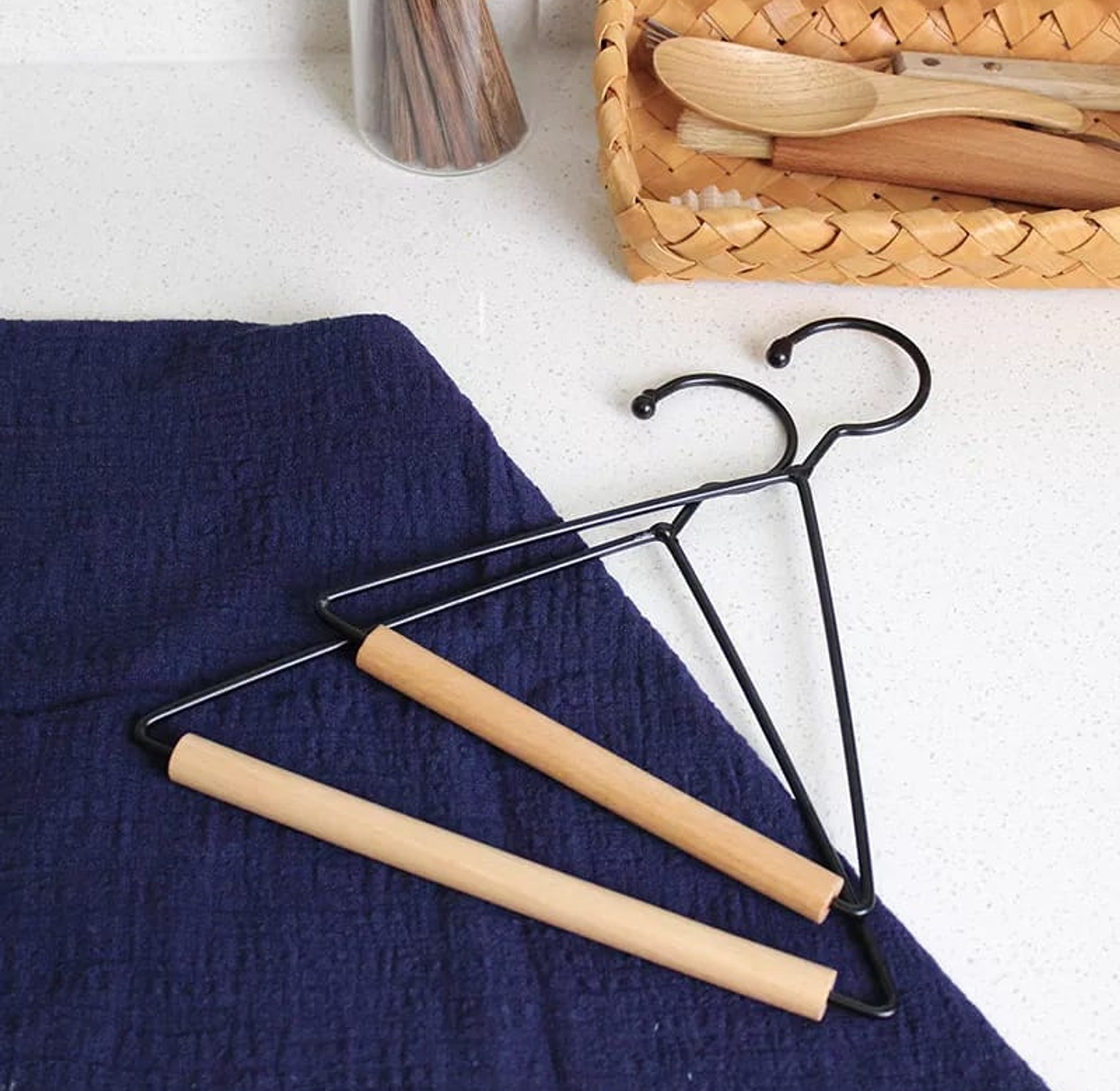Nordic Geometric design wood iron towel storage rack image