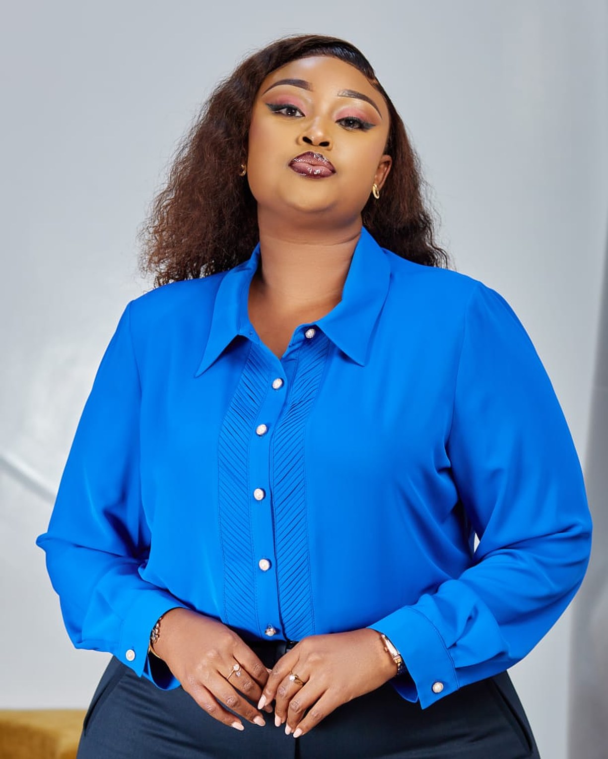 Royal Blue Satin Blouse image