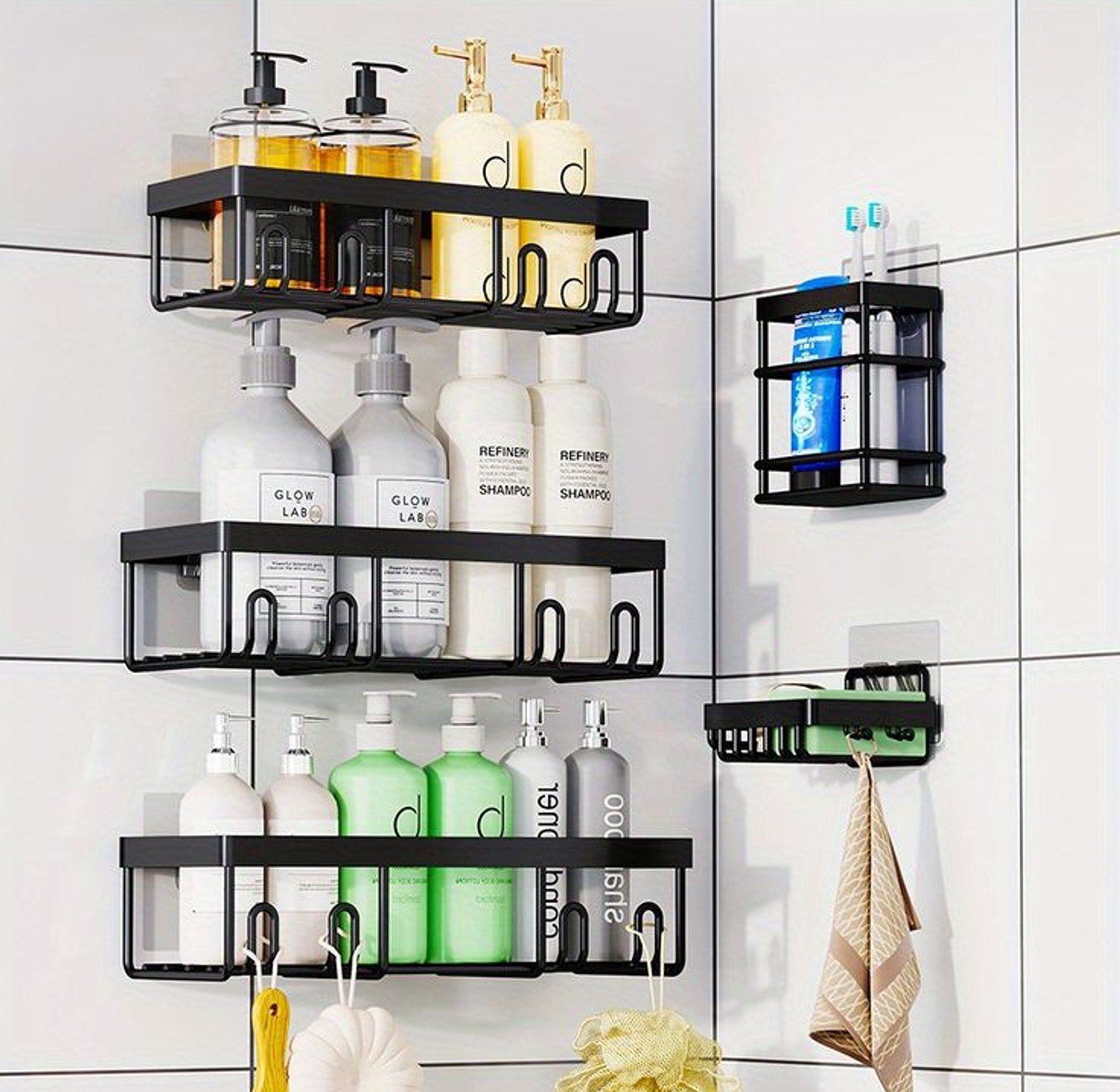 5pcs set Shower caddy shelf/Bathroom organizer image