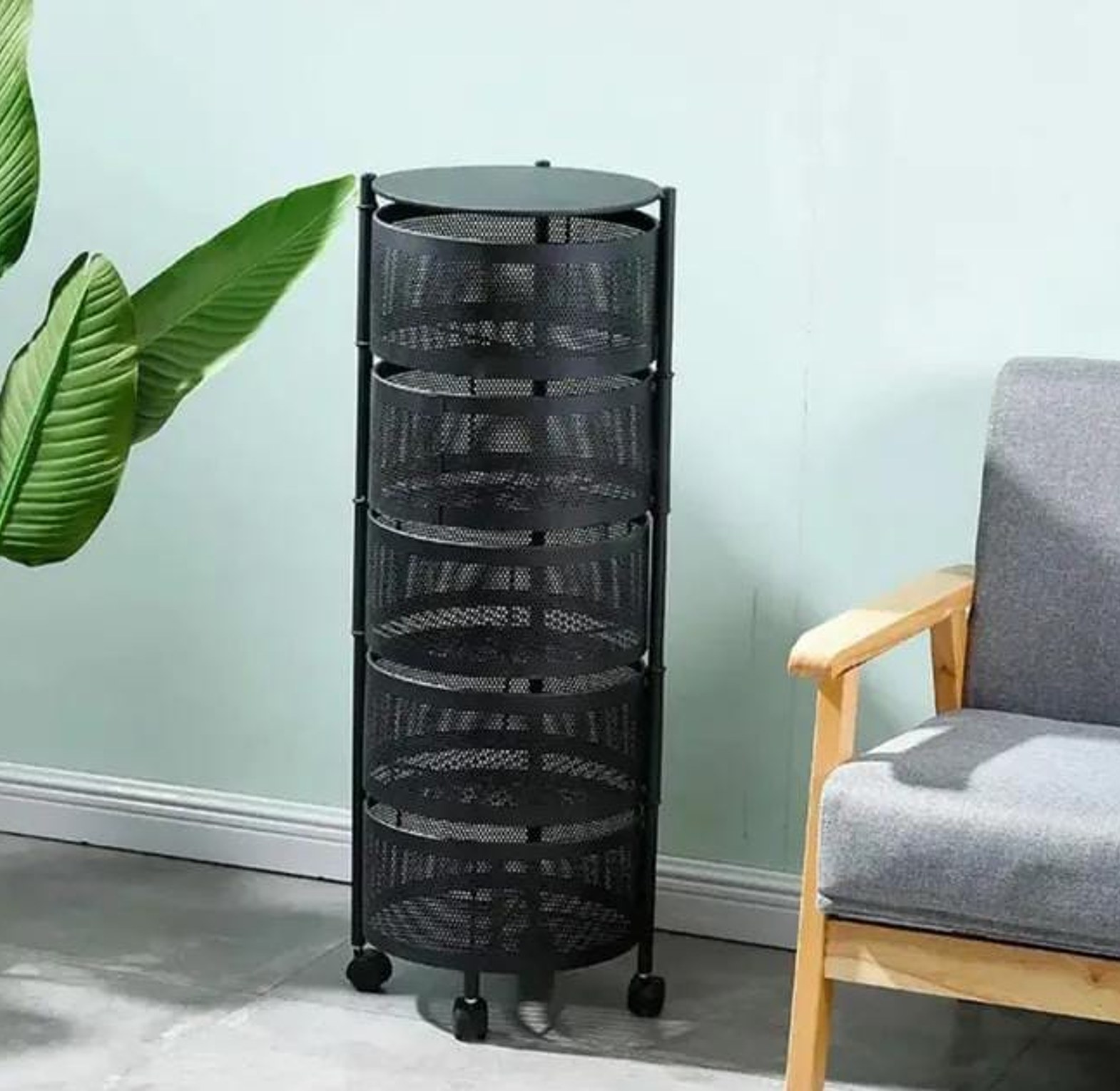 AuraSpin 5-Tier Rotating Kitchen Utility Cart image