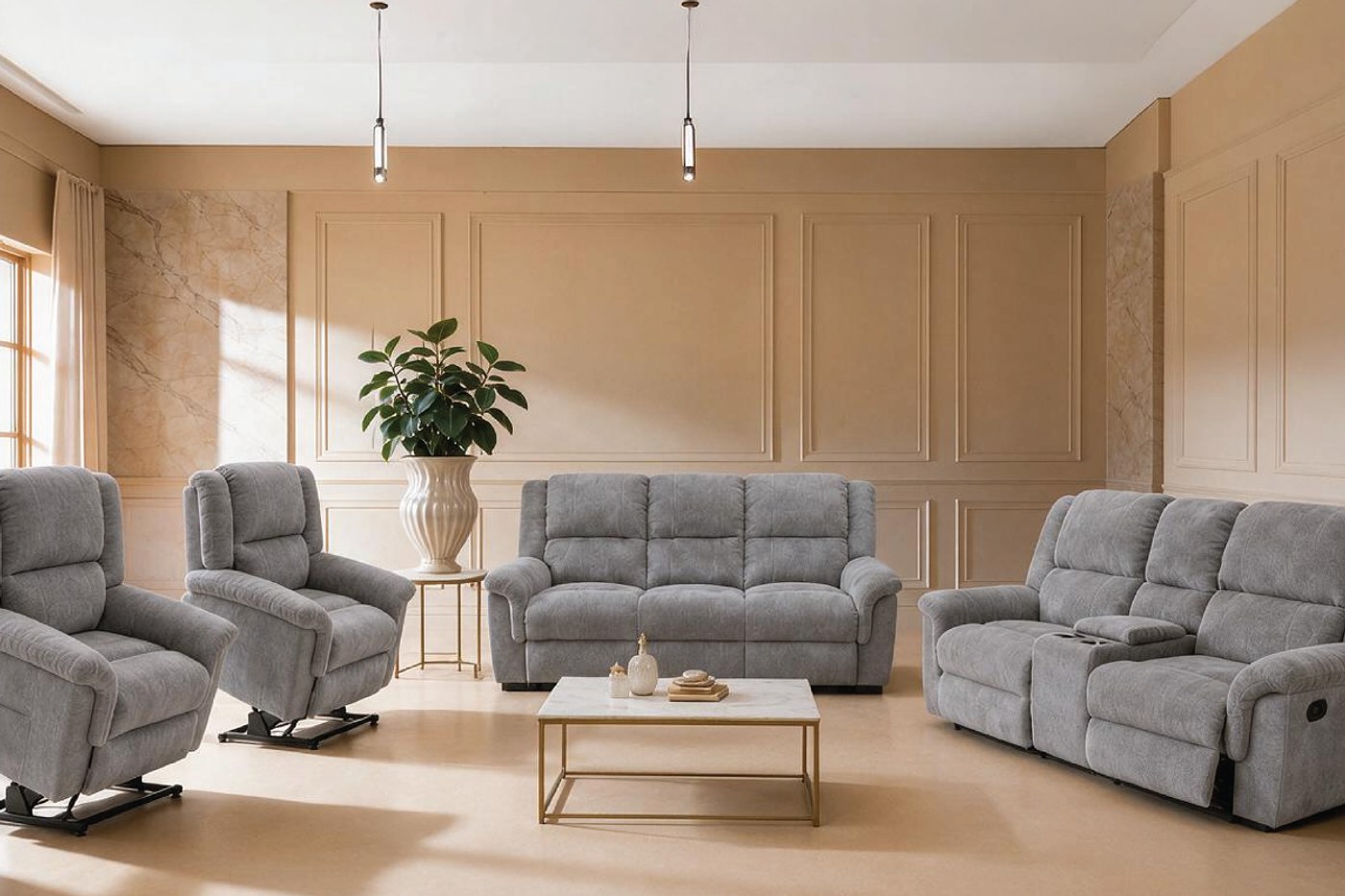 ROSS 7 Seater Fabric Recliner (3+2+1+1) image 1