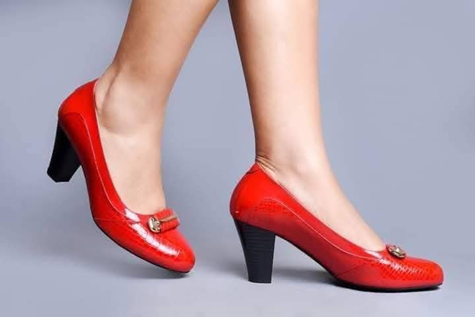 Turkish Pure Leather Red Buckle Statement Shoes image