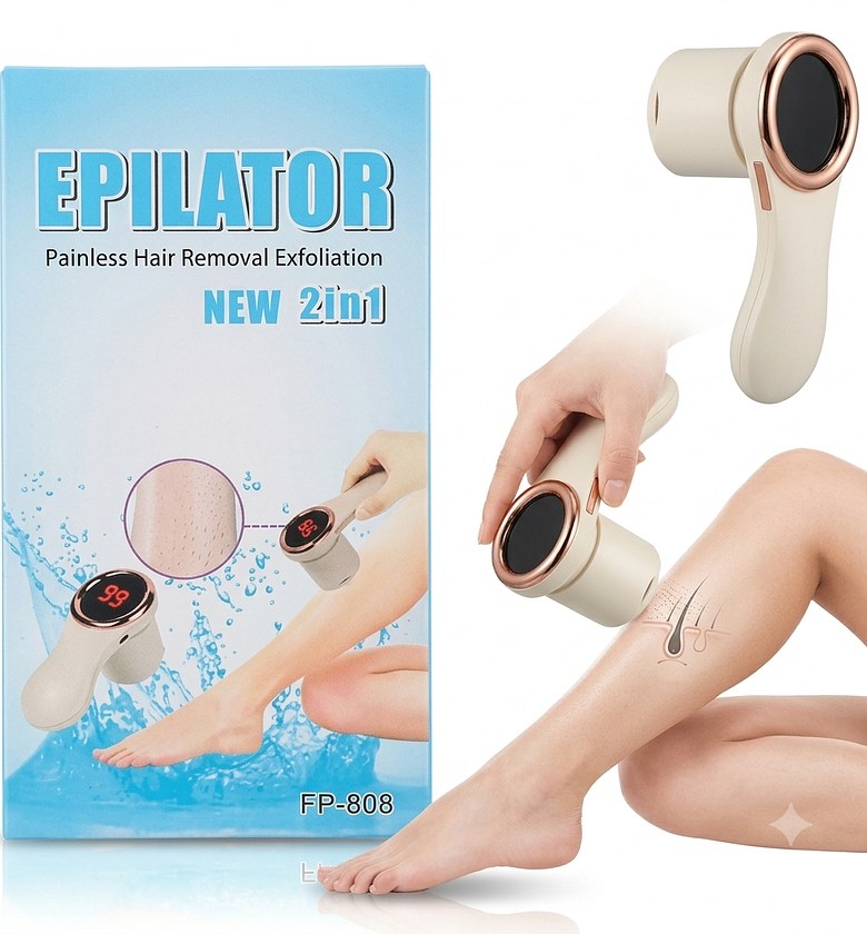 2-in-1 Painless Hair Removal Epilator and Electric Foot Grinder - Rechargeable Callus Remover with LED Display image