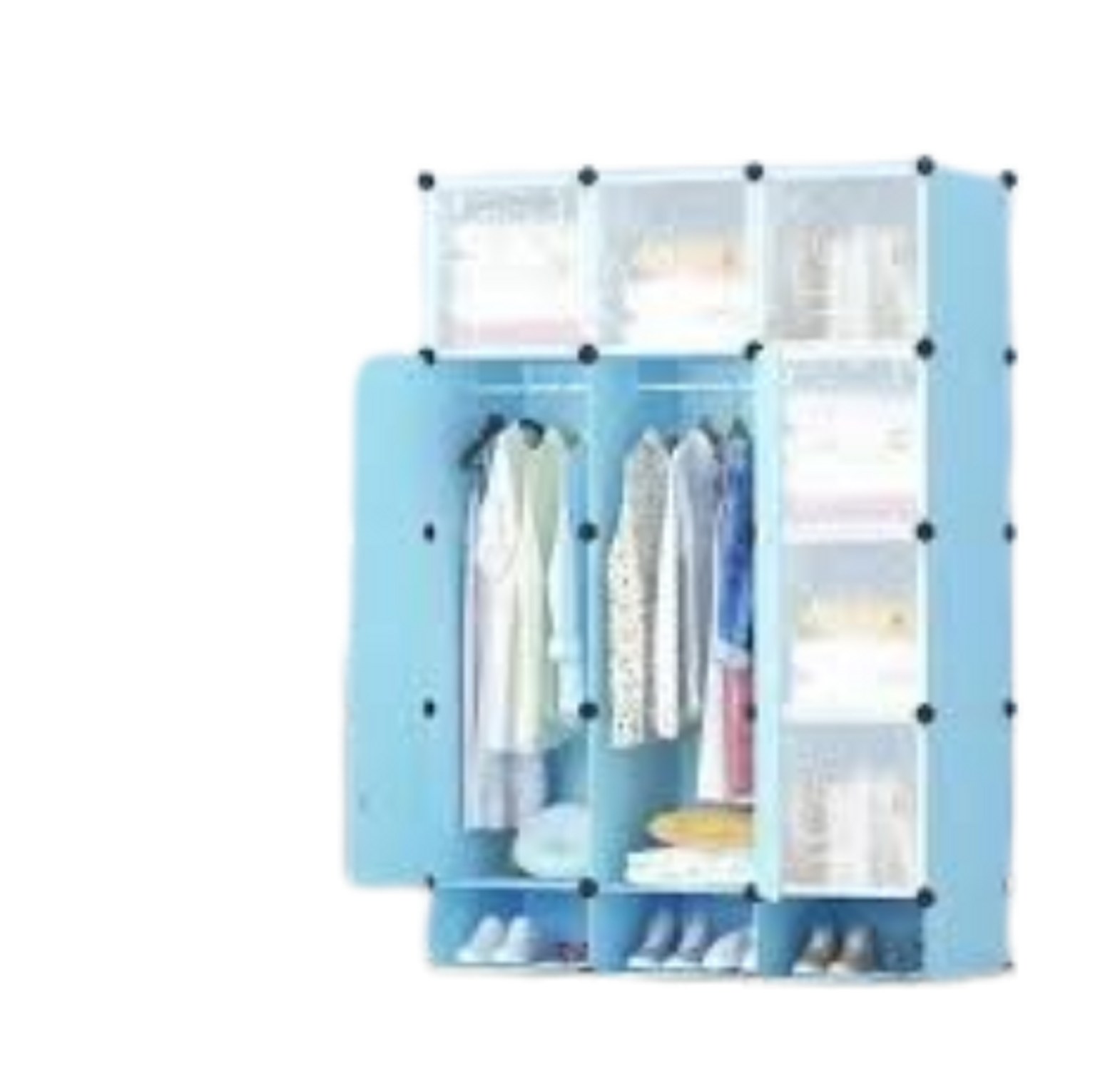 3-Column Portable Plastic Wardrobe.  image