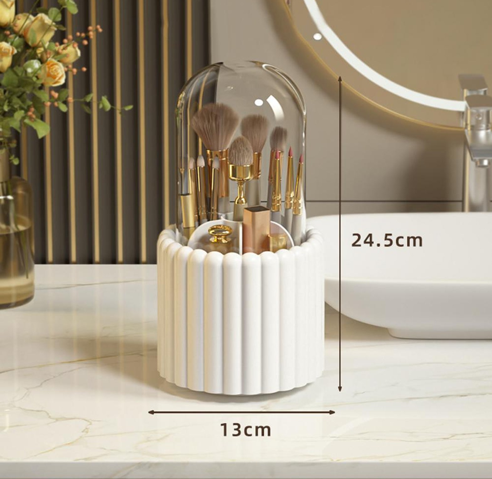 Cosmetic Brush Storage Case 360 Rotating Makeup Brush holder image