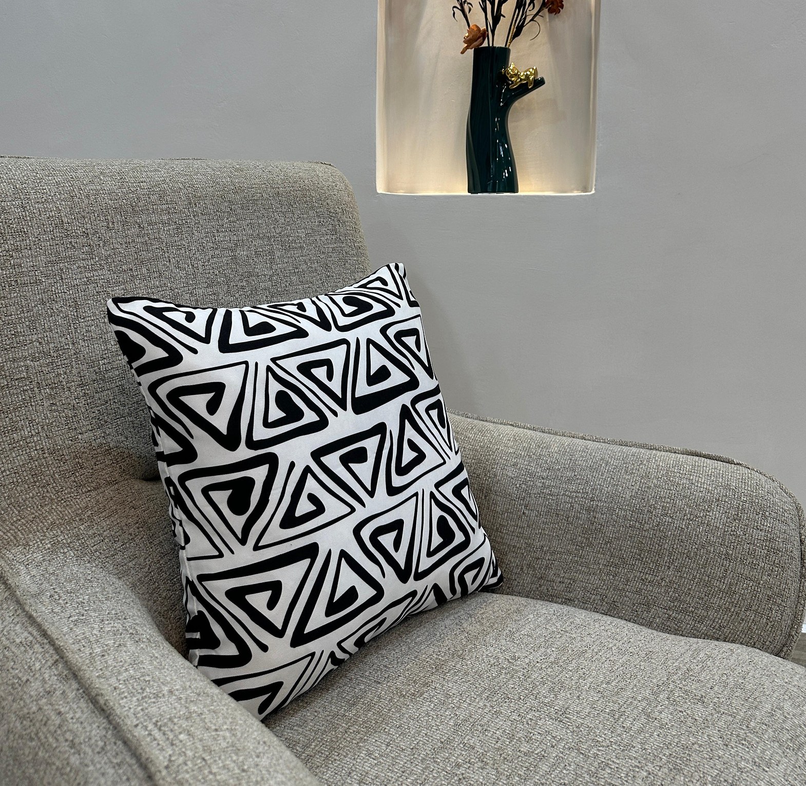 Luxury Boho cushion cover in monochrome. image