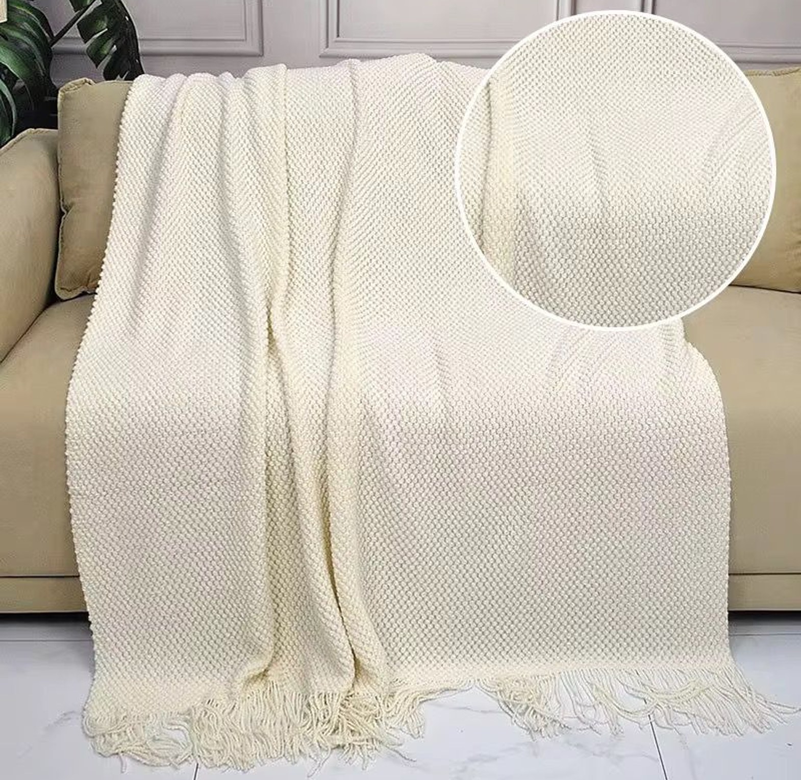 Lightweight Knitted Throw Blanket image