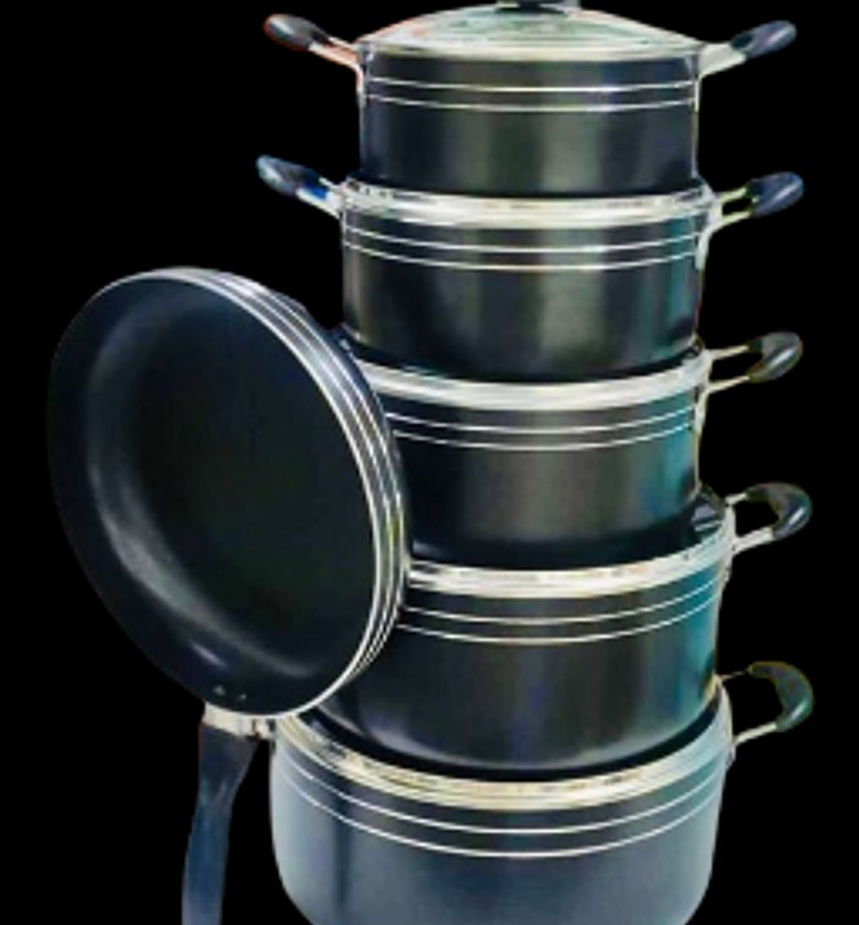 14-Piece Non-Stick Aluminum Cookware Set - Black, Durable, Easy to Clean Highly Recommended image