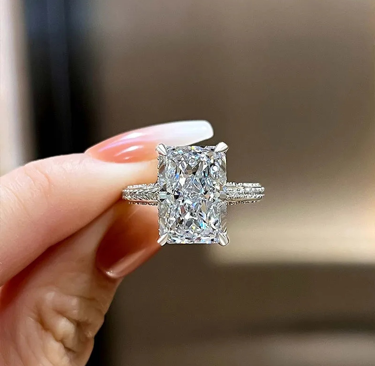 Cushion cut cubic zirconia fashion ring image