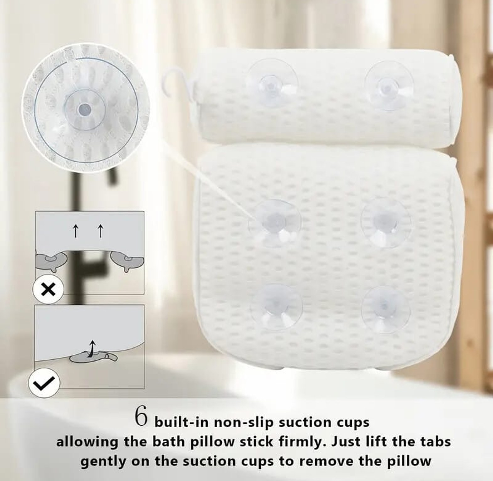 Anti-Slip Suction Cup Bathtub Pillow image