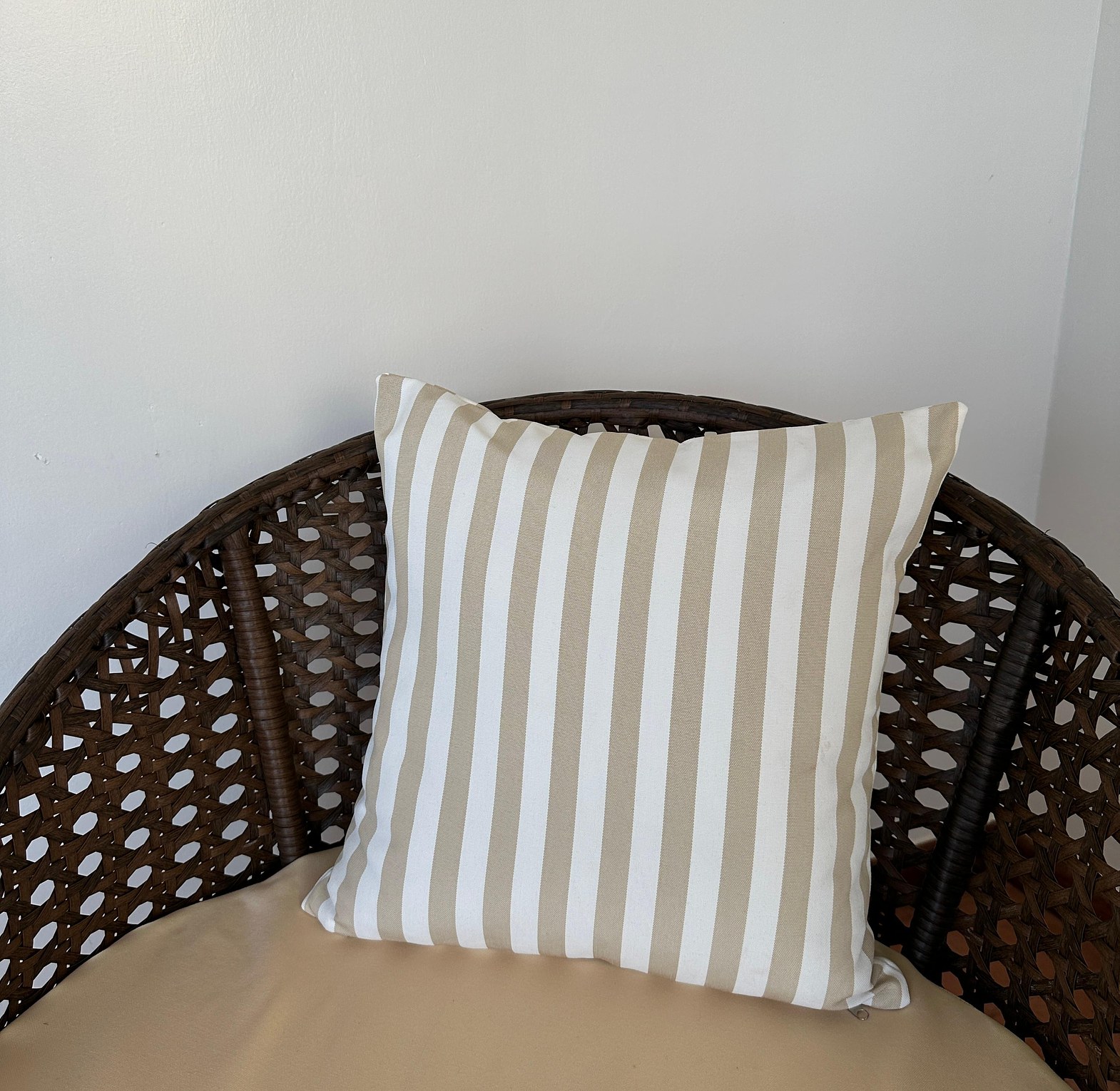 Beige striped outdoor cushion cover image