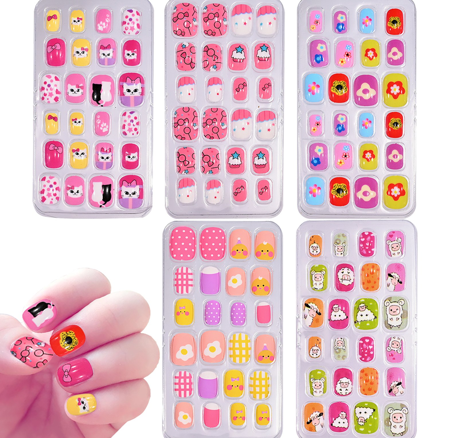 120 Piece Kids Fake Nails Set image