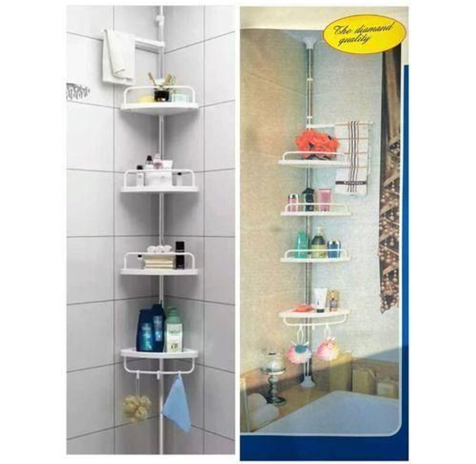 4 Layer Multi Corner Shelf Tension Pole-Bathroom Organizer image