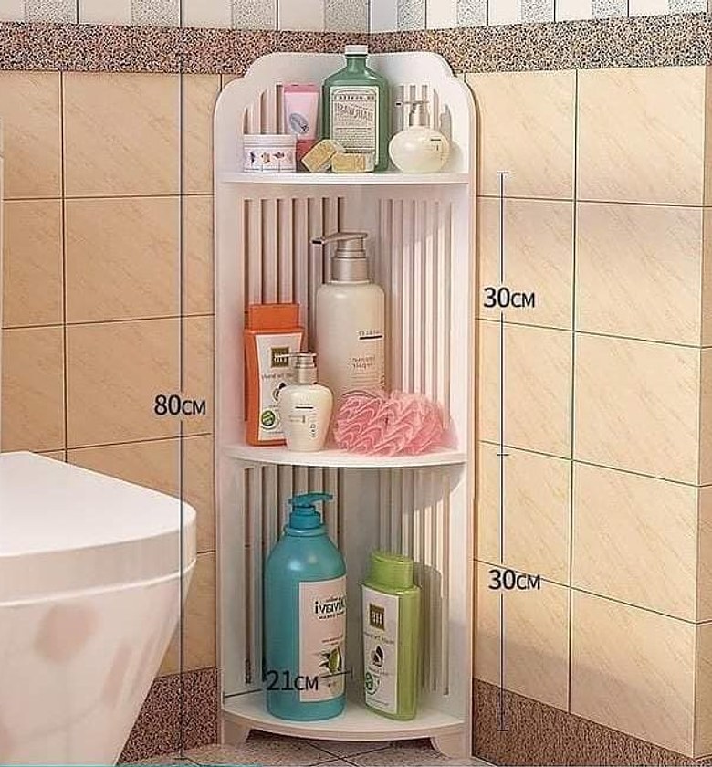 Corner Shelf. White Triangular 3 layer corner shelf image