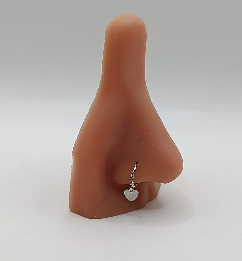 Mini heart dangling nose ring / helix hoop image