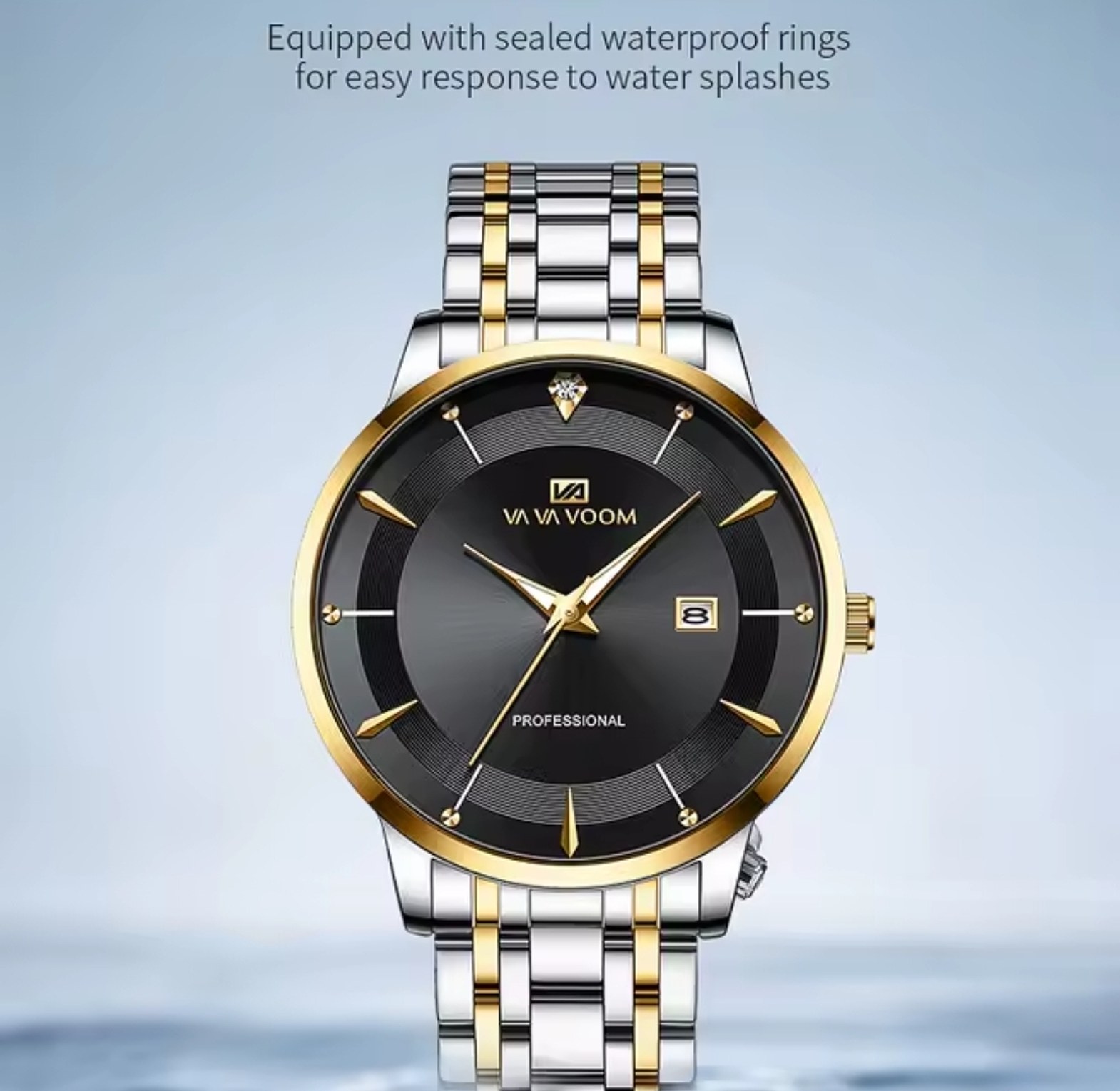 VA VA voom Black Stainless Steel Water Resistant Men's Watch  image