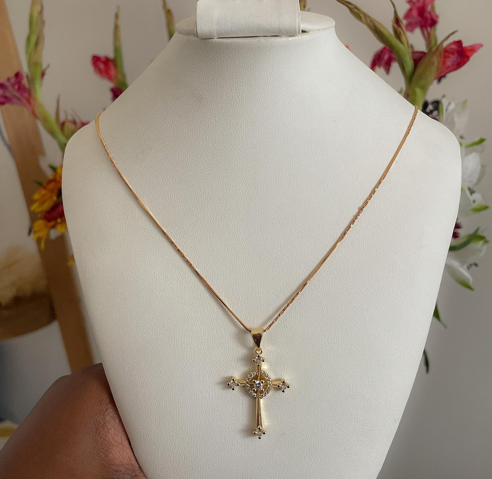 Golden Central Star Cross Necklace image