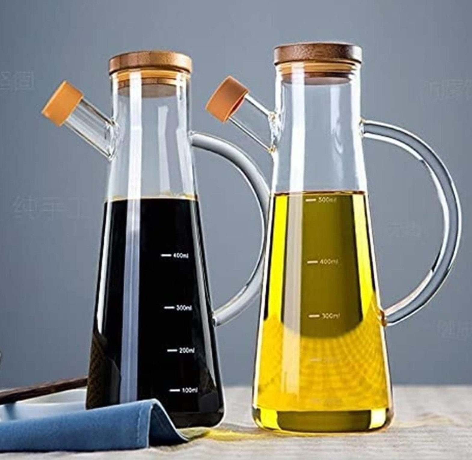 560ml Oil & Vinegar Dispenser Bottle with bamboo Lid image