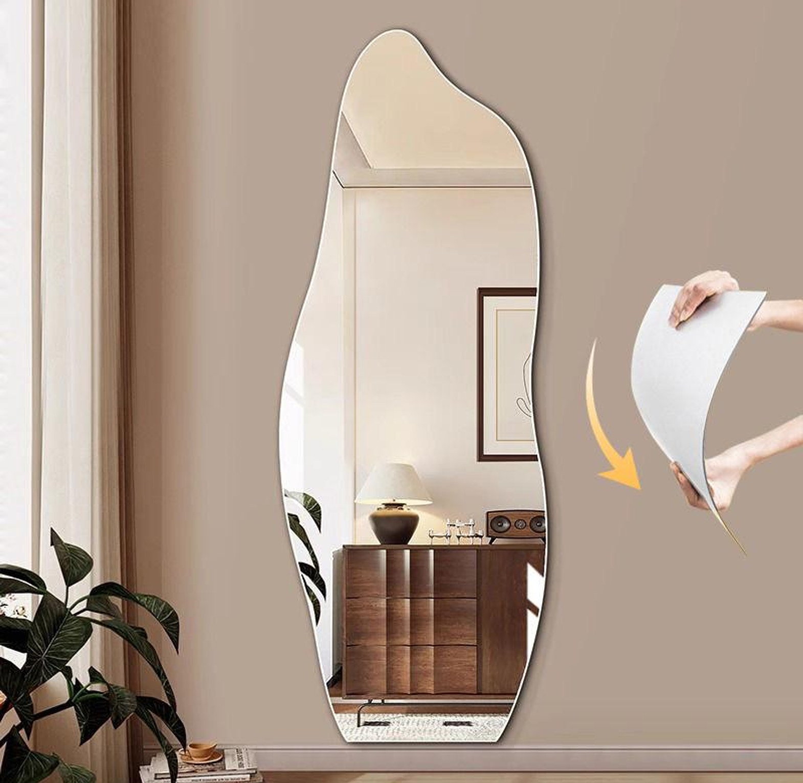 Dolphin Shape Acrylic Mirror – 120×40cm Decorative Wall Mirror (No-Drill Installation) image