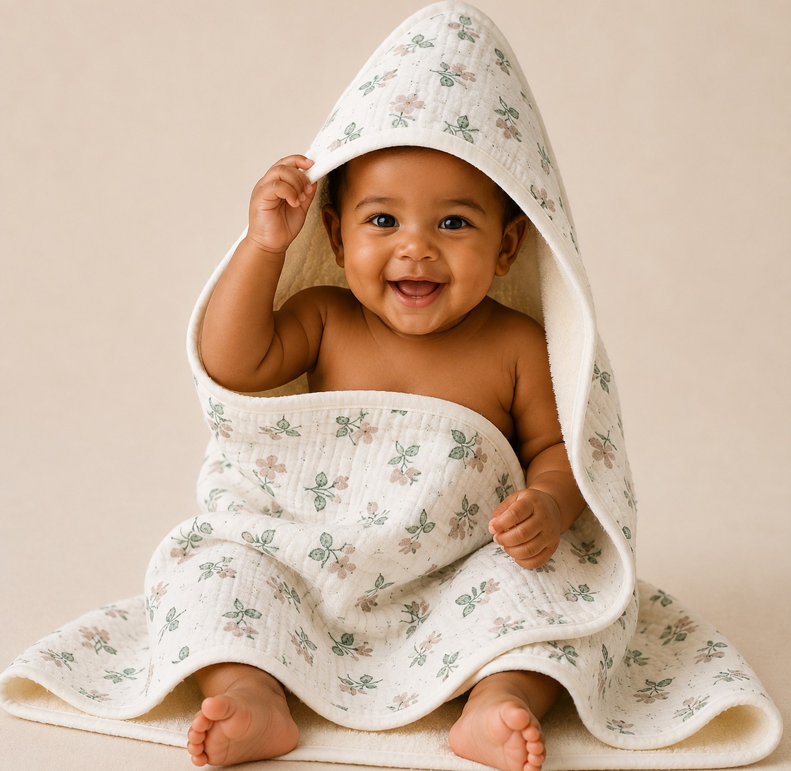 Premium Muslin Cotton Hooded Baby Towel image