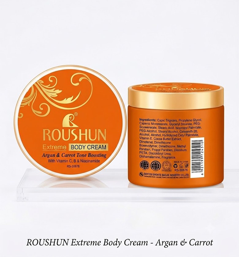Roushun Extreme Argan & Carrot Tone Booster Body Cream – 500 ml image