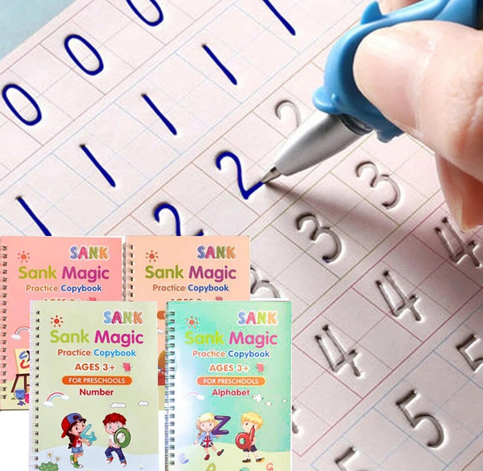 4 Piece Hand Writing Practice Books With Pen image