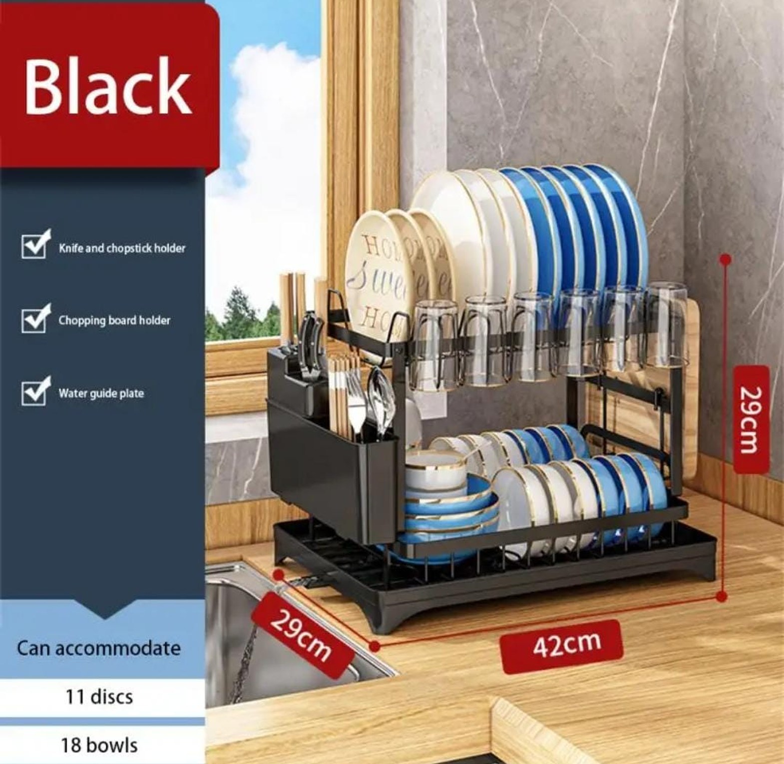 2 tier Kitchen Dish Bowl Drainer  Storage Rack image